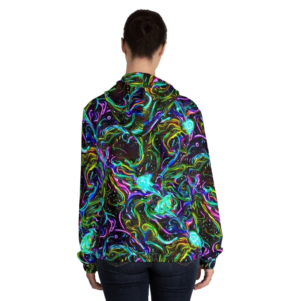 Aurora Static on Women's Full-Zip Hoodie — Back On Person