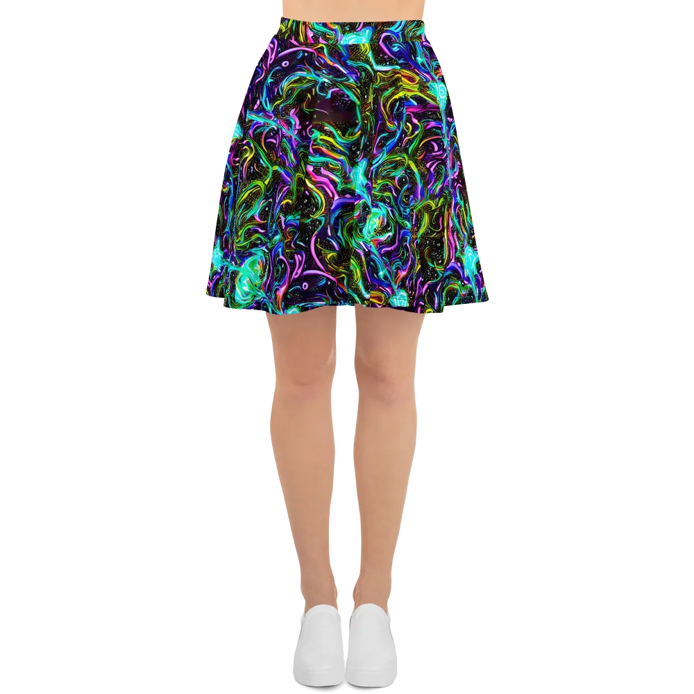 Aurora Static on Skater Skirt — Front