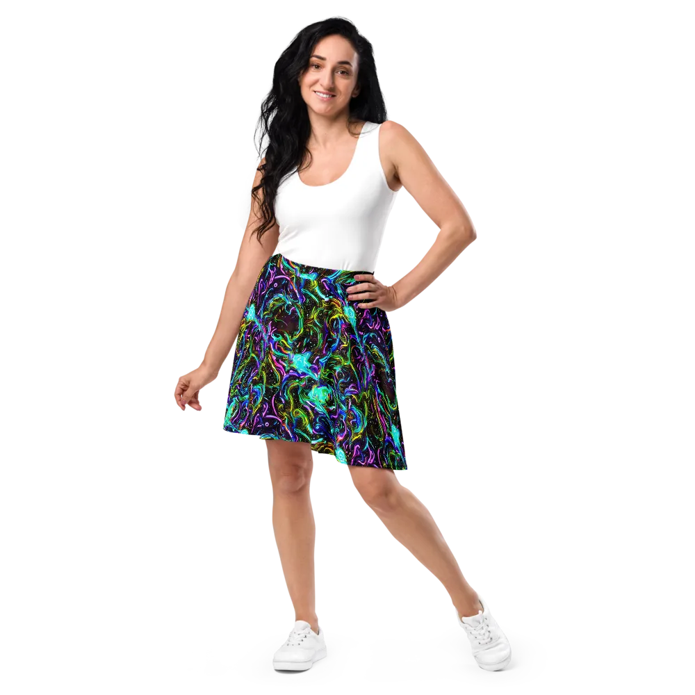 Aurora Static on Skater Skirt — Front