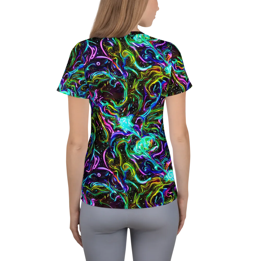 Aurora Static on Women's Athletic T-Shirt — Back