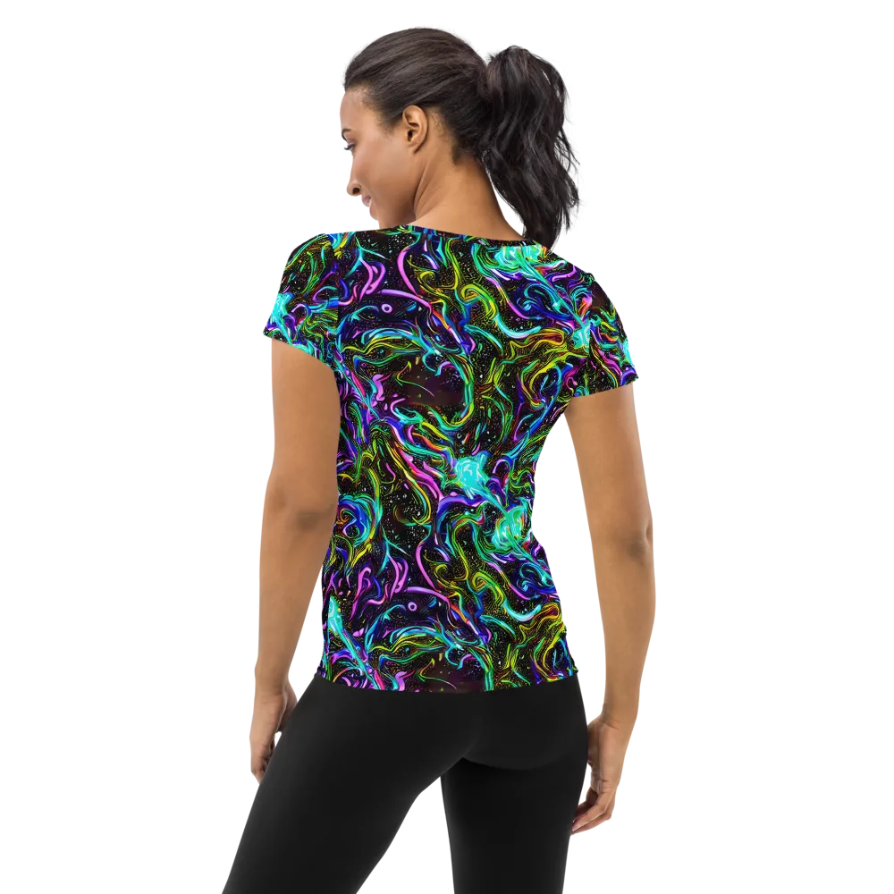 Aurora Static on Women's Athletic T-Shirt — Back