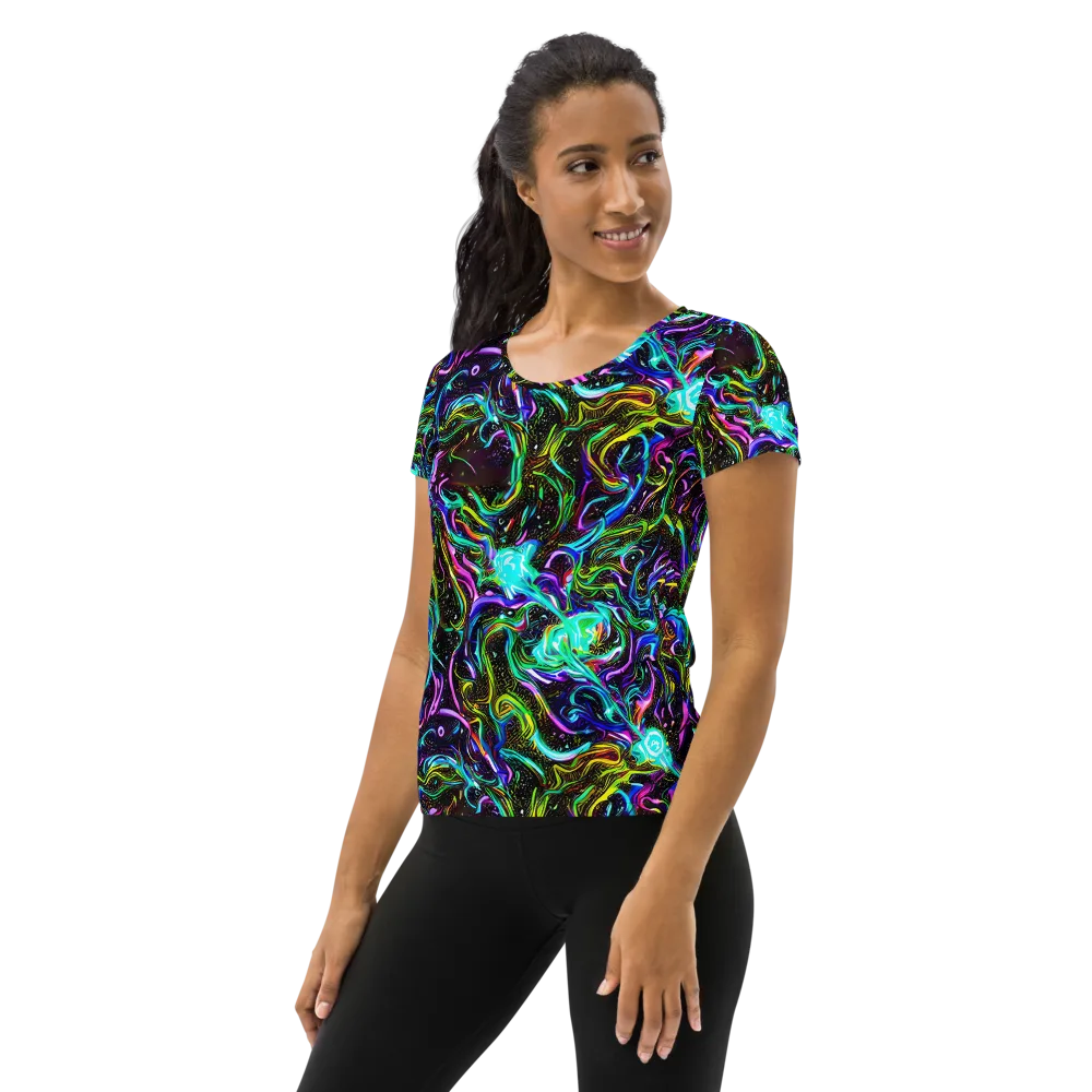 Aurora Static on Women's Athletic T-Shirt — Left
