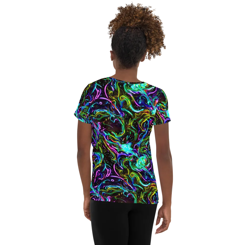 Aurora Static on Women's Athletic T-Shirt — Back