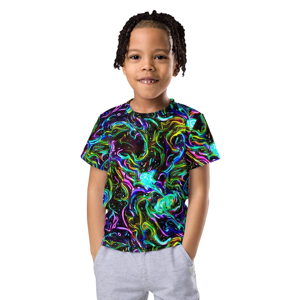 Aurora Static on Kids Crew Neck T-Shirt — Front