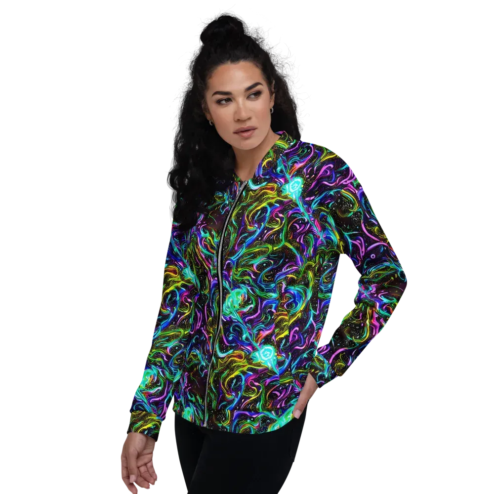 Aurora Static on Bomber Jacket — Left