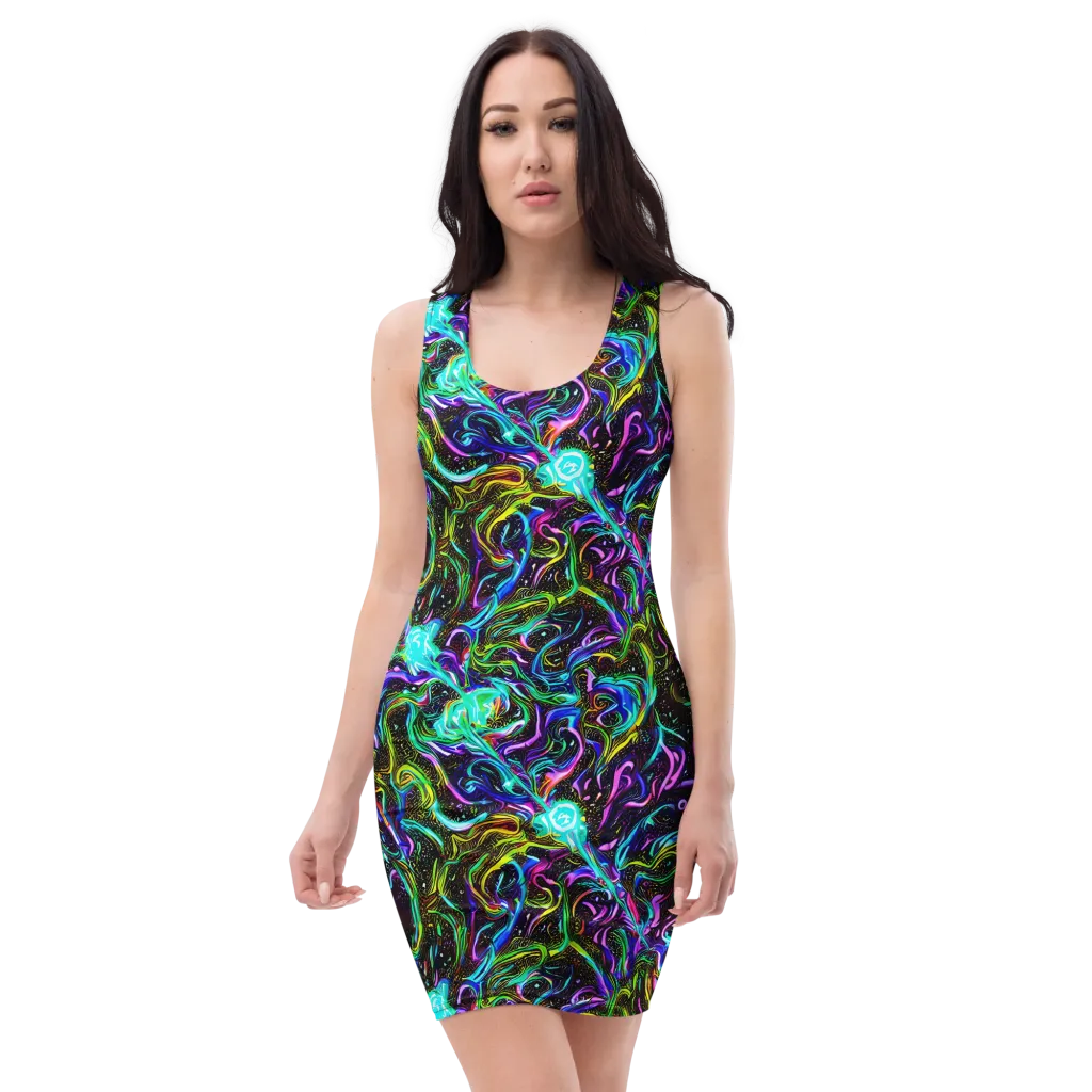 Aurora Static on Bodycon Dress — Front