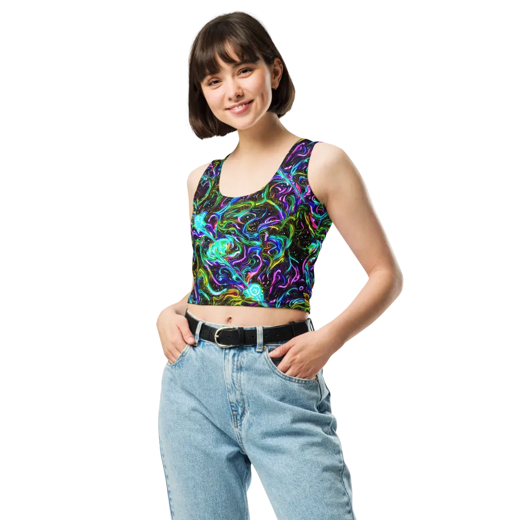 Aurora Static on Crop Top — Front
