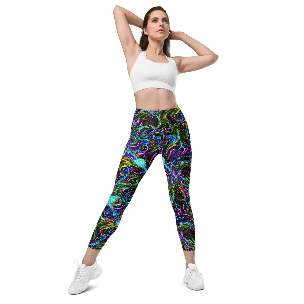 Aurora Static on Leggings with Pockets — Front