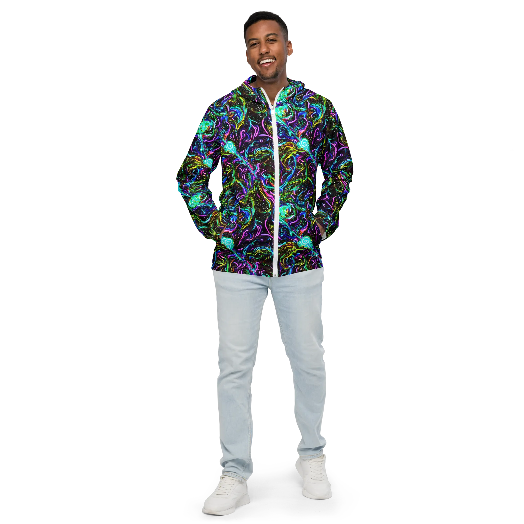 Aurora Static on Men's Windbreaker — Front