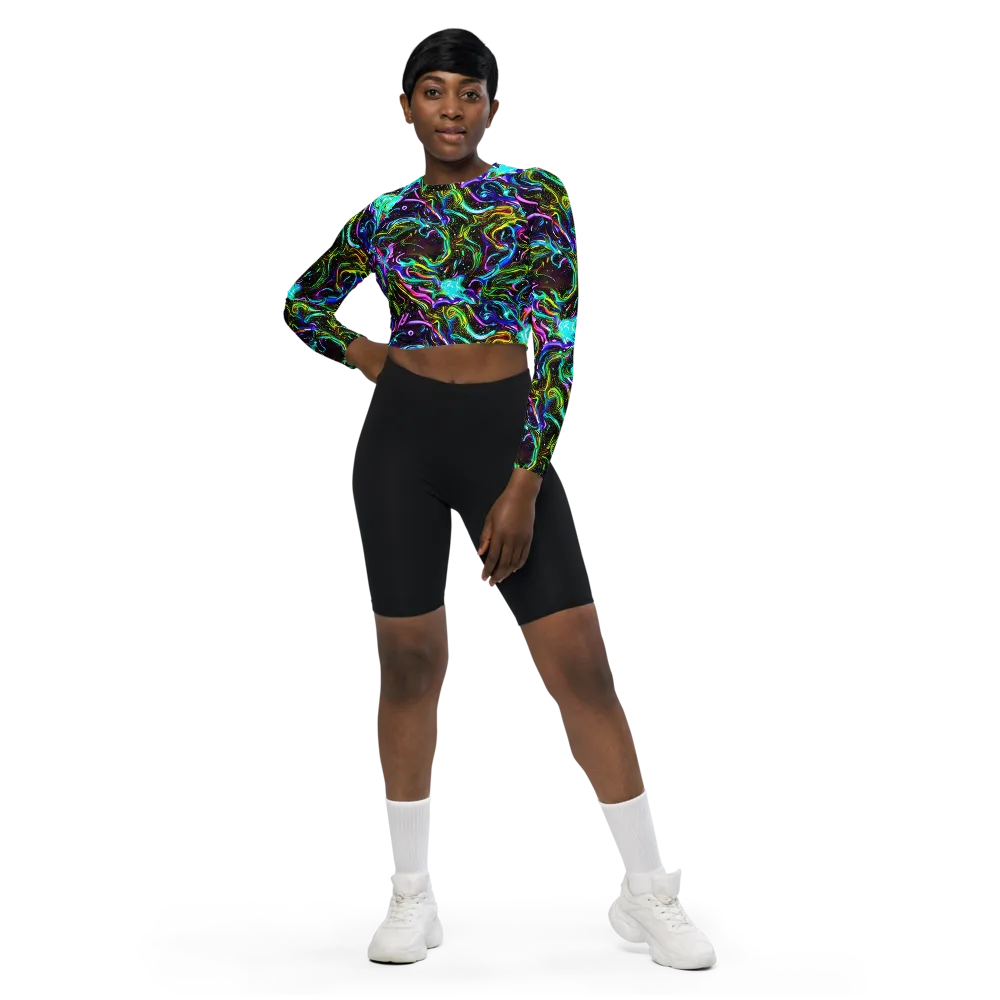 Aurora Static on Long Sleeve Crop Top — Front