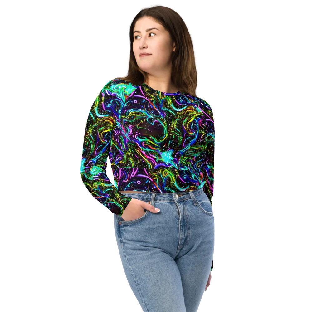 Aurora Static on Long Sleeve Crop Top — Front