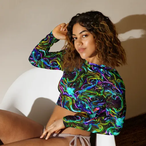 Aurora Static on a Long Sleeve Crop Top