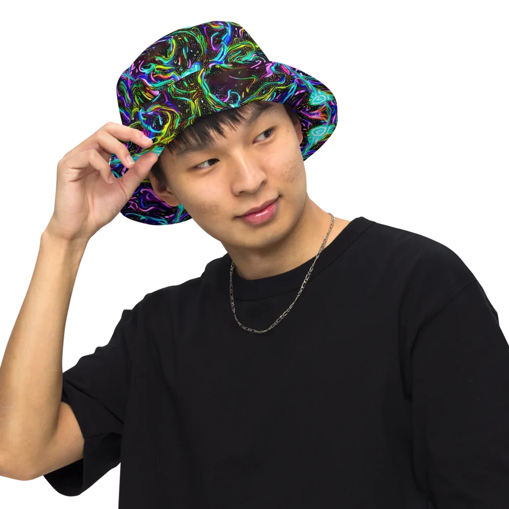 Aurora Static on Reversible Bucket Hat — Front Inside