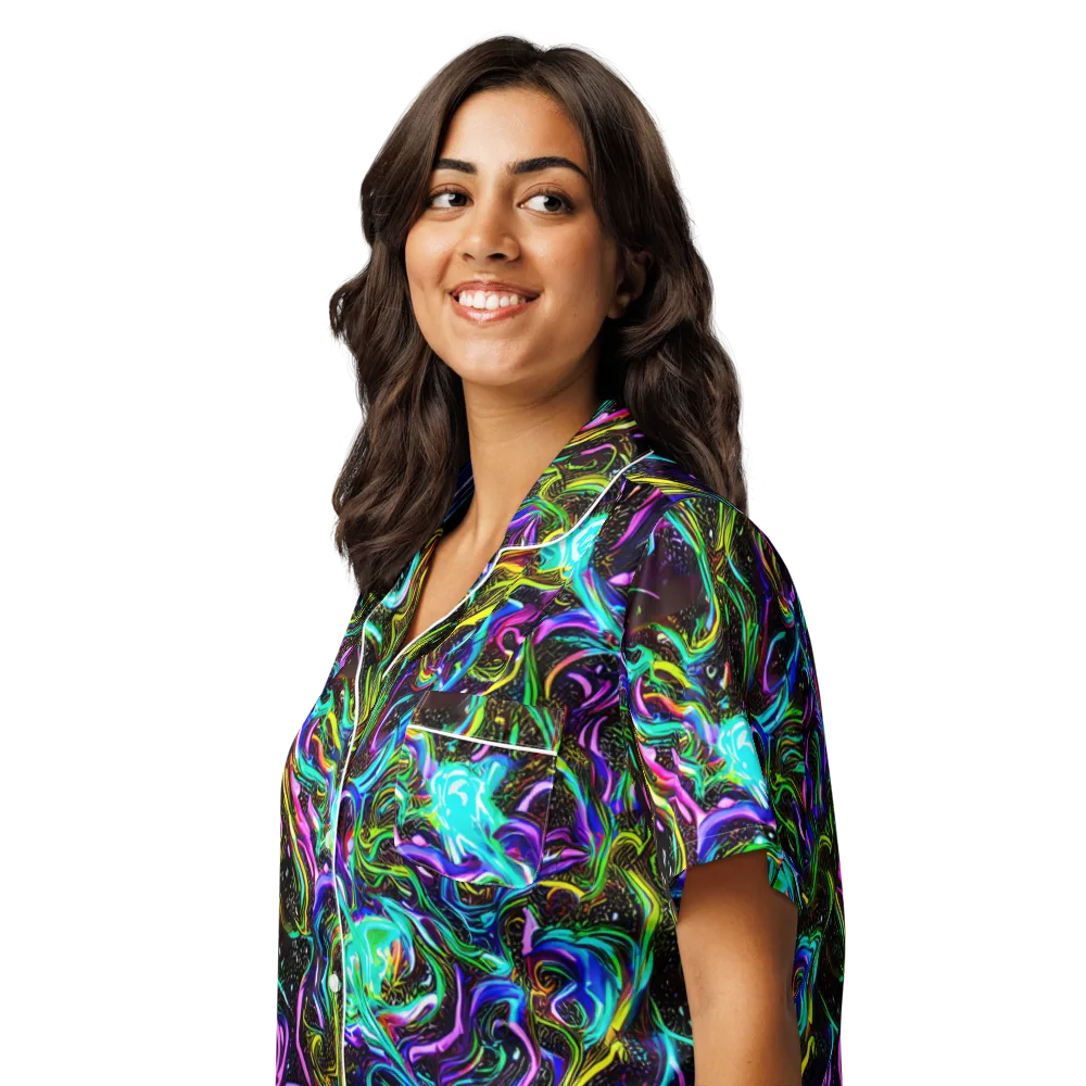 Aurora Static on Women's Short Sleeve Pajama Top — Left Front