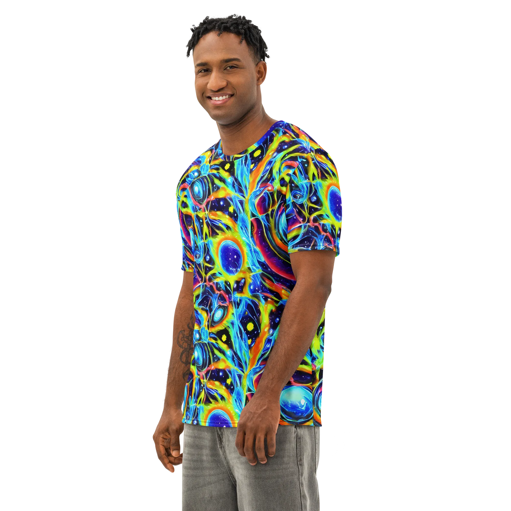 Prism Eclipse on Men's Cotton Crew Neck T-Shirt — Left Front