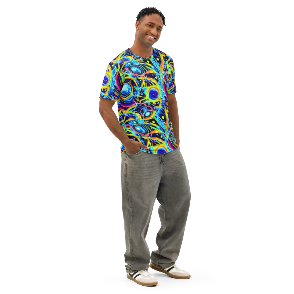Prism Eclipse on Men's Cotton Crew Neck T-Shirt — Right Front