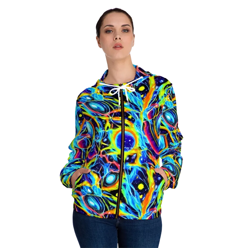 Prism Eclipse on Women's Full-Zip Hoodie — Front On Person