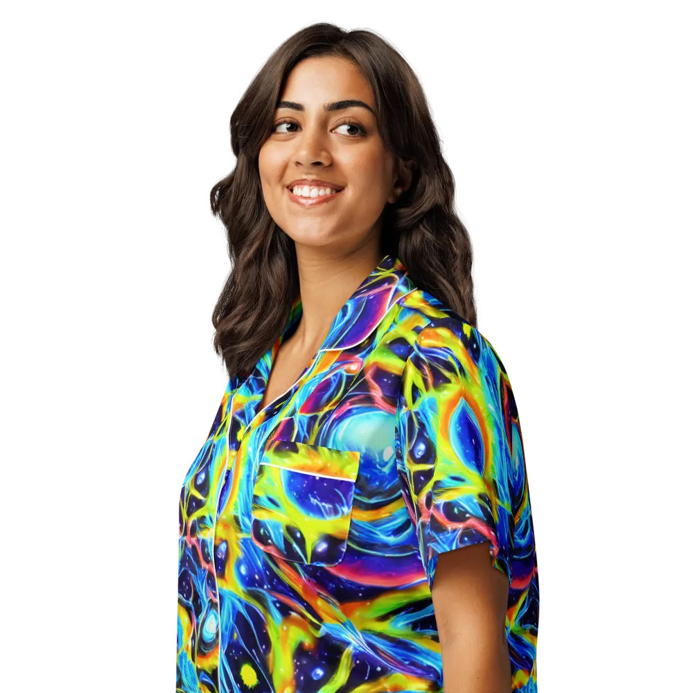 Prism Eclipse on Women's Short Sleeve Pajama Top — Left Front