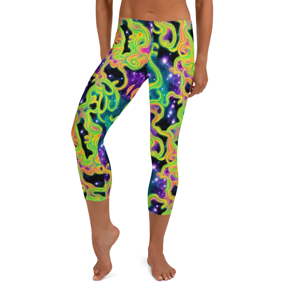 Cosmic Serpentine on Capri Leggings — Front