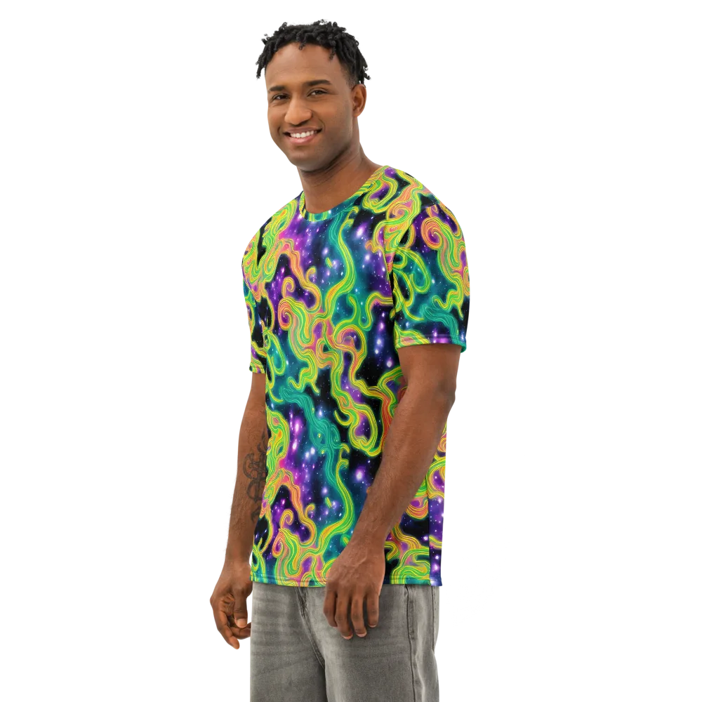Cosmic Serpentine on Men's Cotton Crew Neck T-Shirt — Left Front