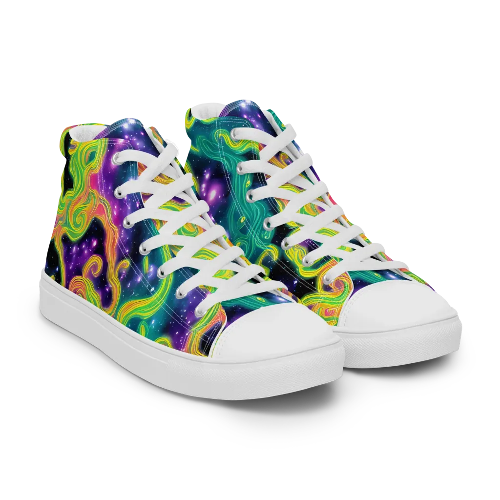 Cosmic Serpentine on Men's High Top Canvas Shoes — Right Front