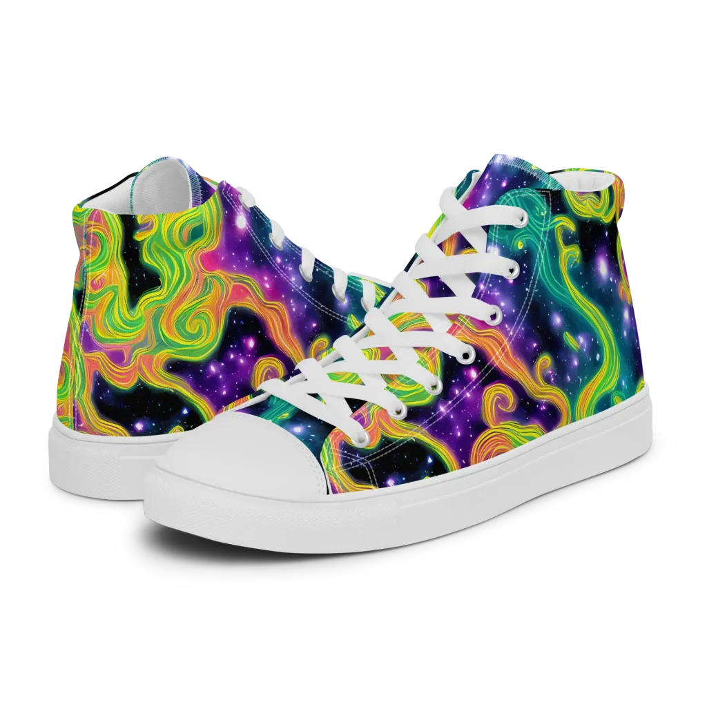 Cosmic Serpentine on Men's High Top Canvas Shoes — Left