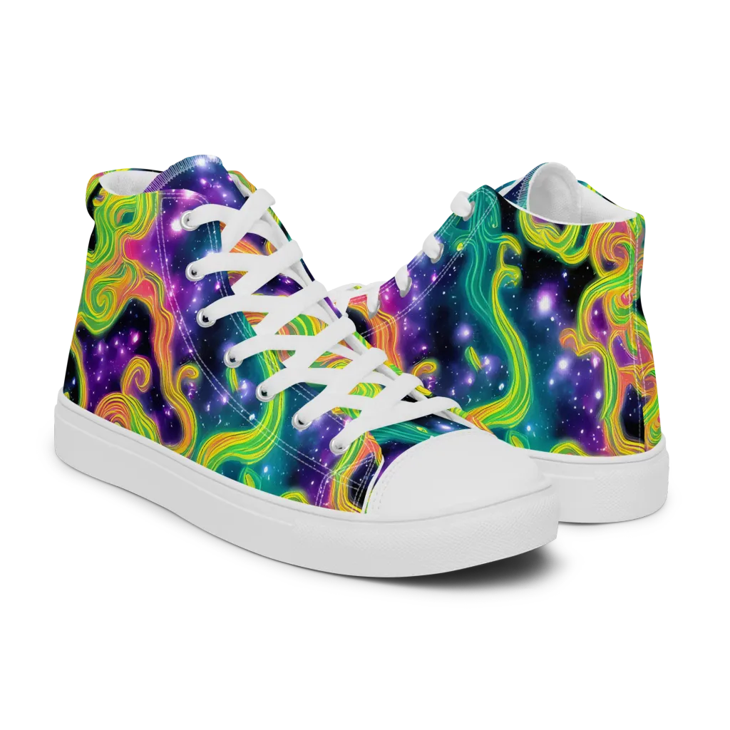Cosmic Serpentine on Men's High Top Canvas Shoes — Right