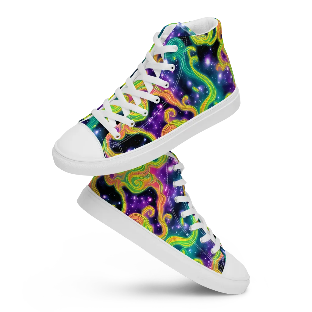 Cosmic Serpentine on Men's High Top Canvas Shoes — Front