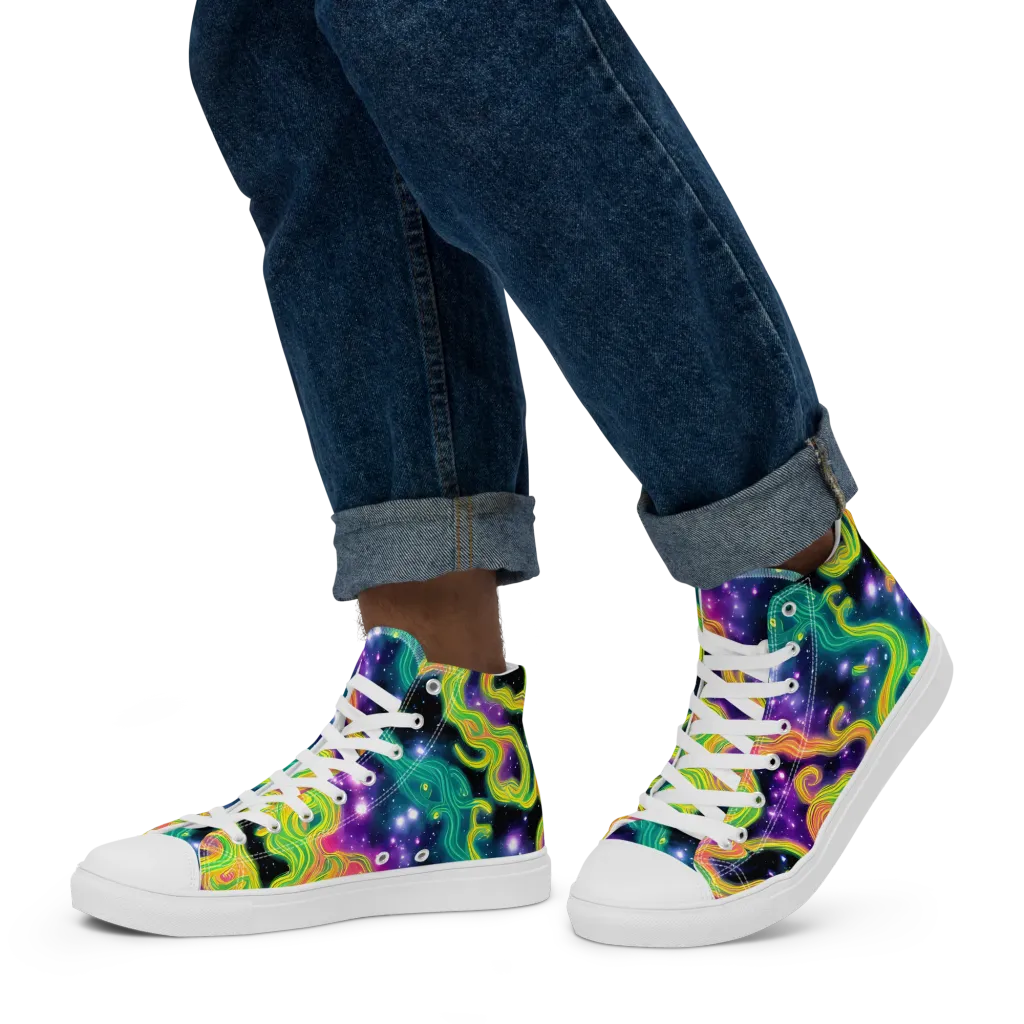 Cosmic Serpentine on Men's High Top Canvas Shoes — Left