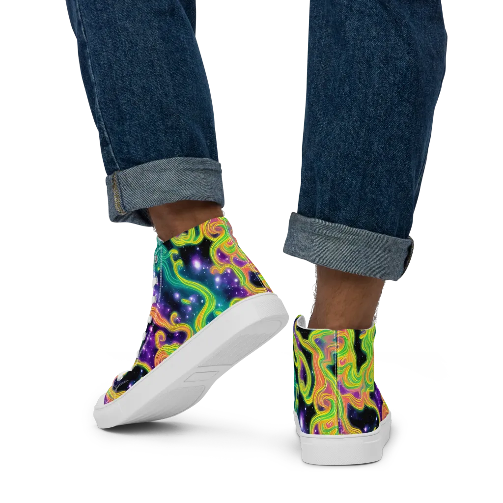 Cosmic Serpentine on Men's High Top Canvas Shoes — Back