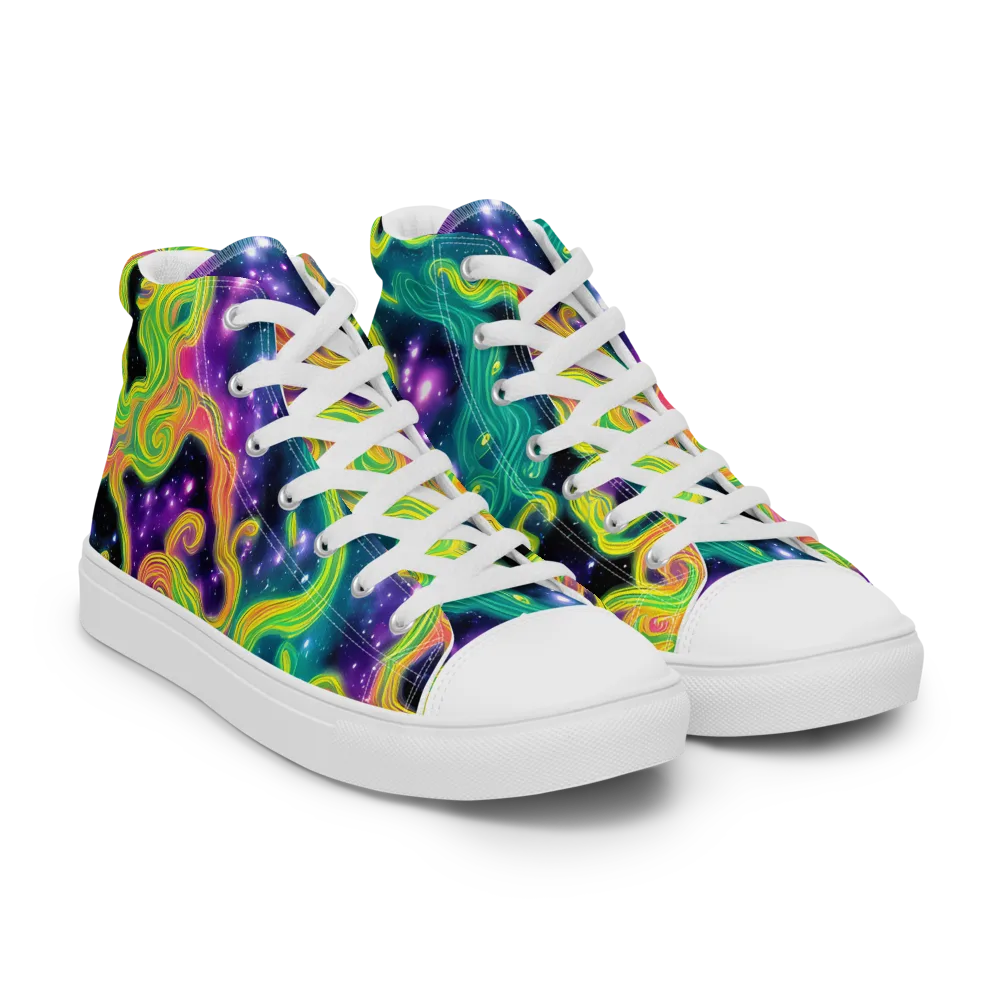 Cosmic Serpentine on Women's High Top Canvas Shoes — Right Front