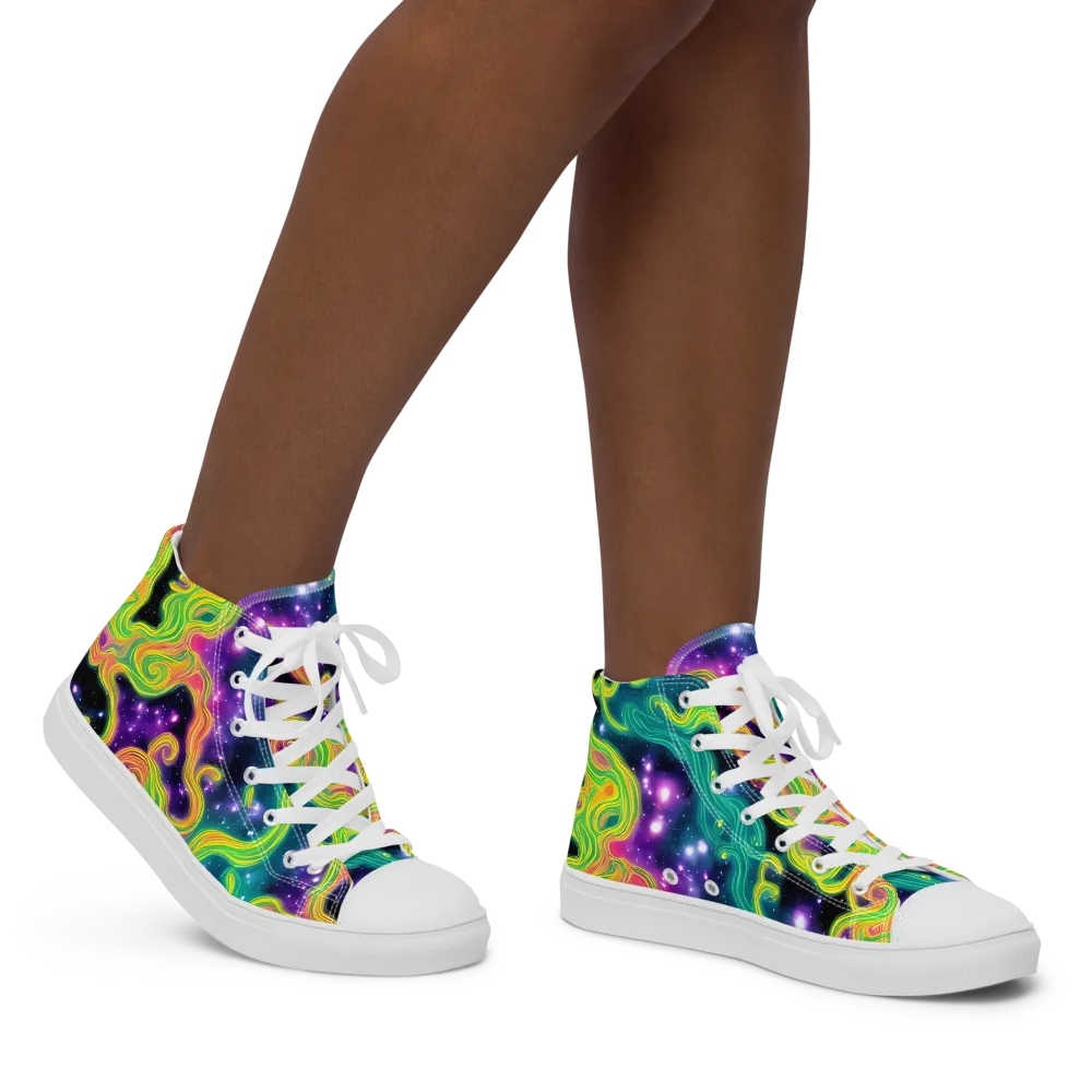 Cosmic Serpentine on Women's High Top Canvas Shoes — Right