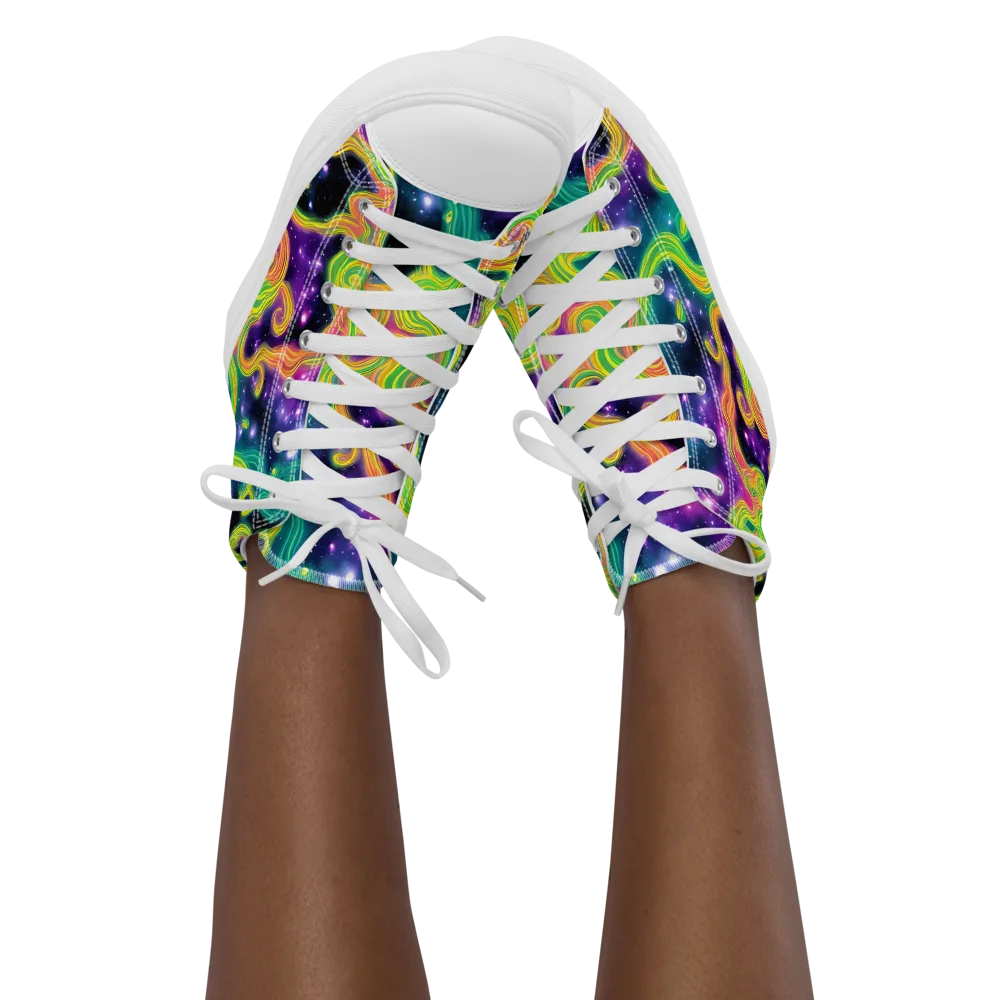 Cosmic Serpentine on Women's High Top Canvas Shoes — Front