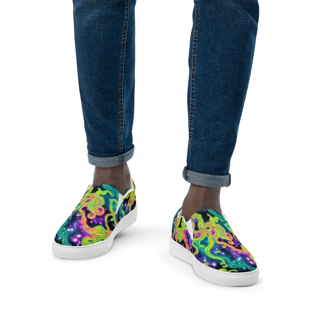 Cosmic Serpentine on Men's Slip-On Canvas Shoes — Front