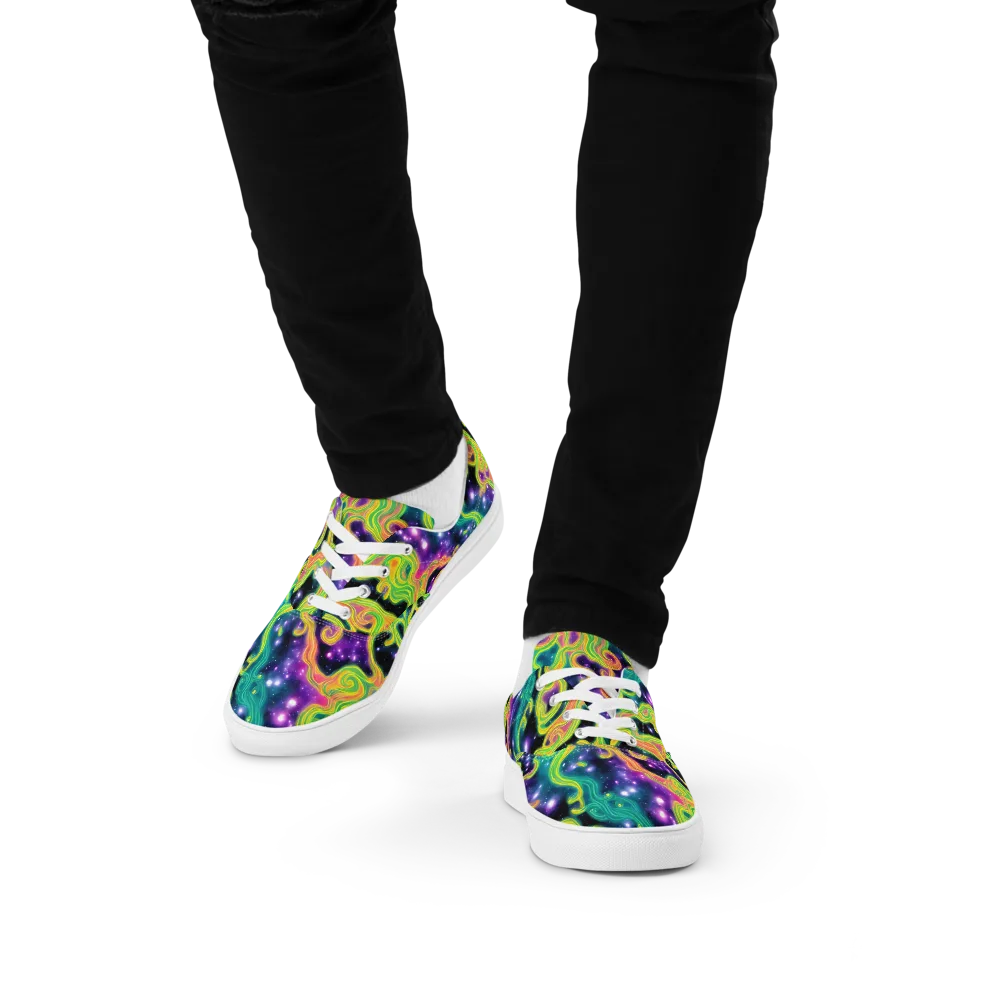 Cosmic Serpentine on Men's Lace-Up Canvas Shoes — Front