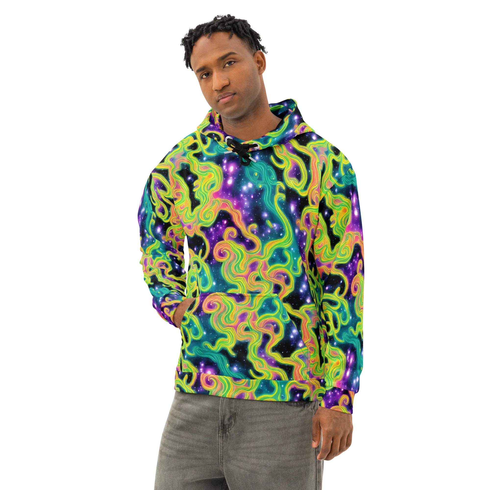 Cosmic Serpentine on Cotton Hoodie — Left Front