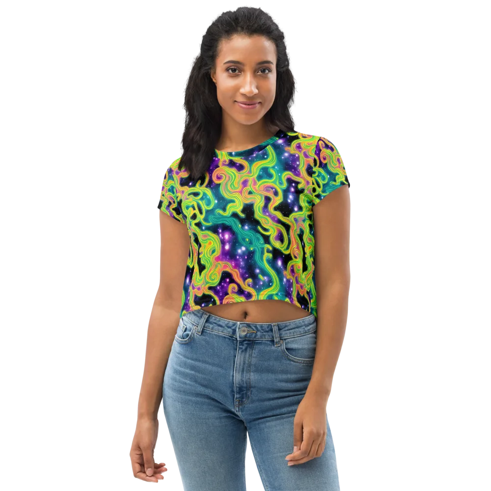 Cosmic Serpentine on Crop Tee — Front