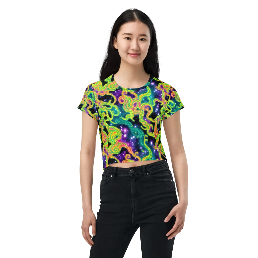 Cosmic Serpentine on Crop Tee — Front
