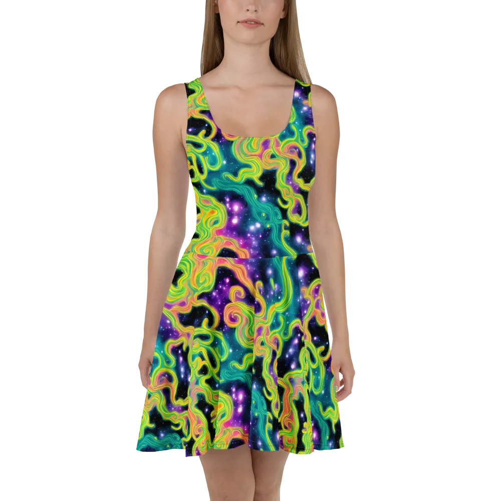 Cosmic Serpentine on Skater Dress — Front