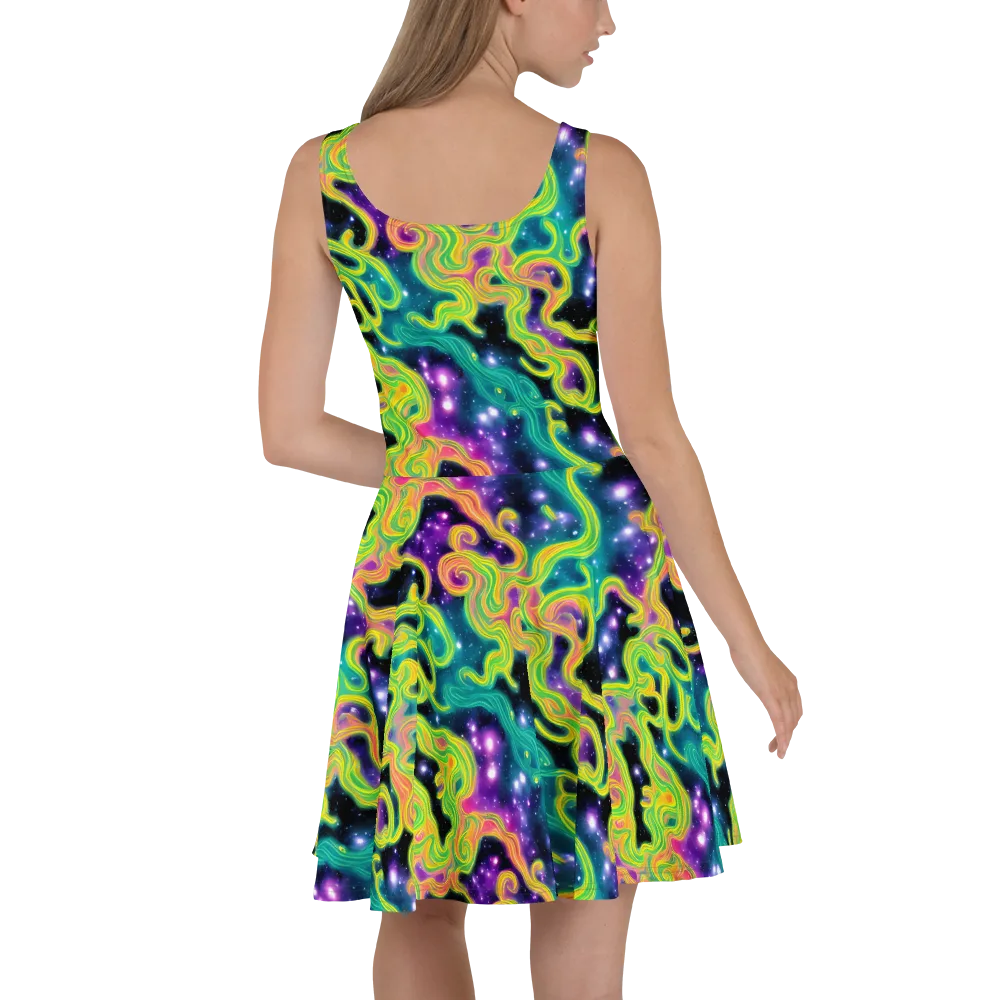 Cosmic Serpentine on Skater Dress — Back