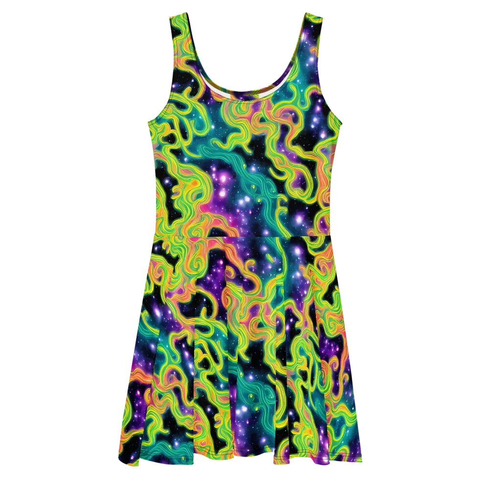 Cosmic Serpentine on Skater Dress — Front