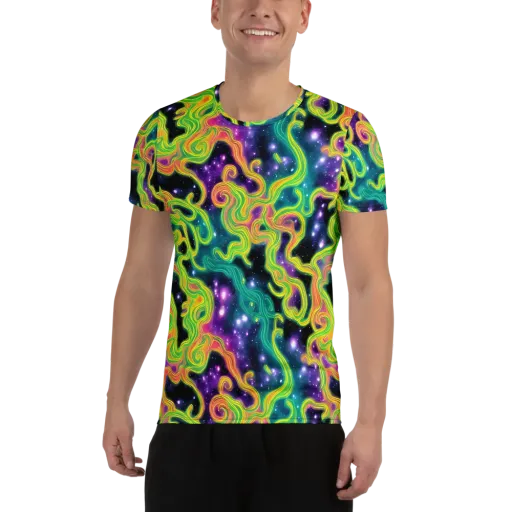 Cosmic Serpentine on a Men's Athletic T-Shirt