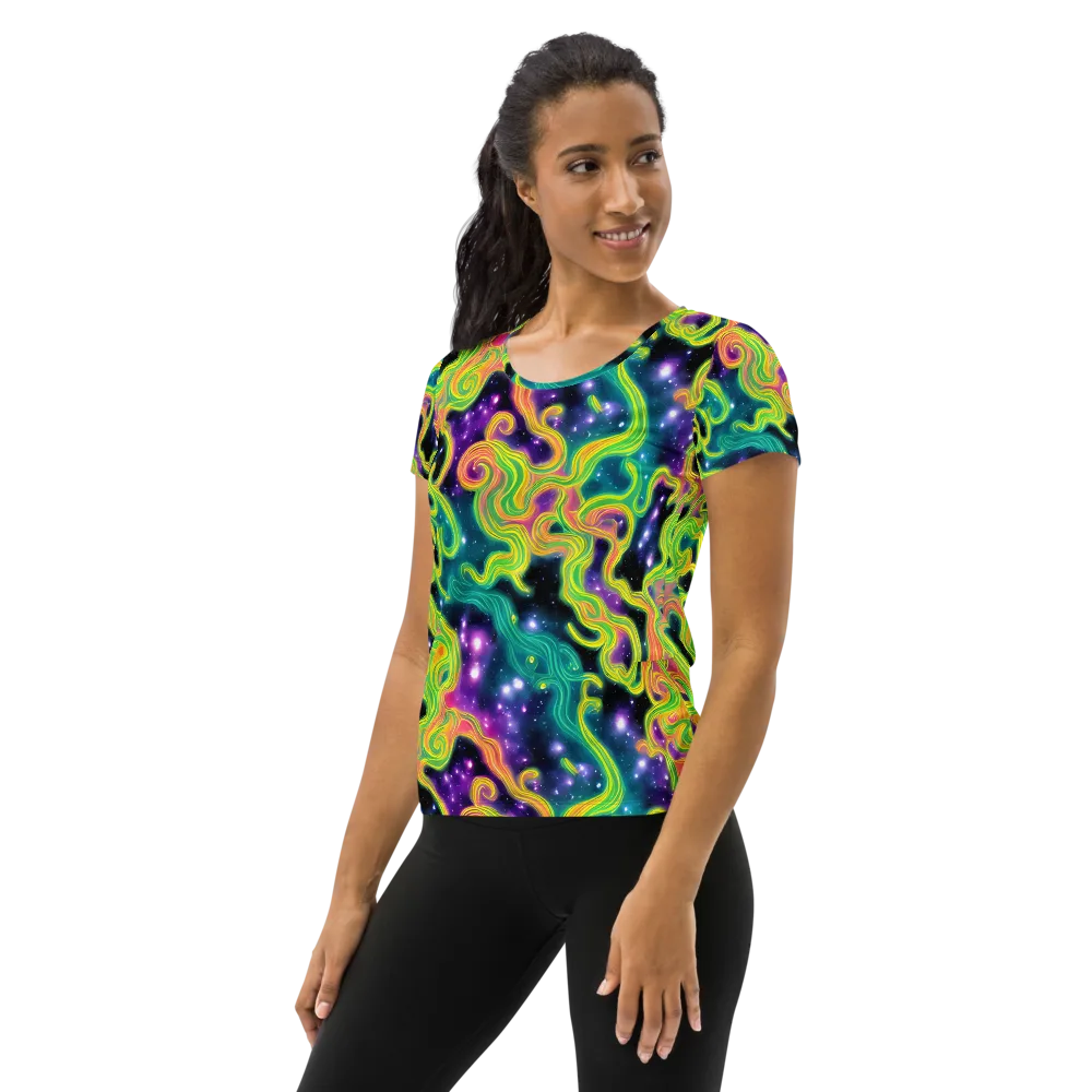 Cosmic Serpentine on Women's Athletic T-Shirt — Left