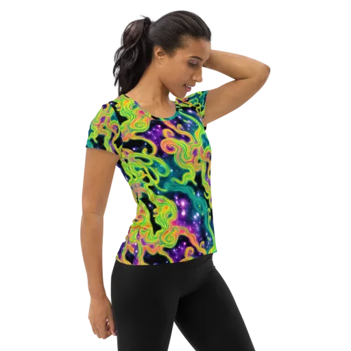 Cosmic Serpentine on a Women's Athletic T-Shirt