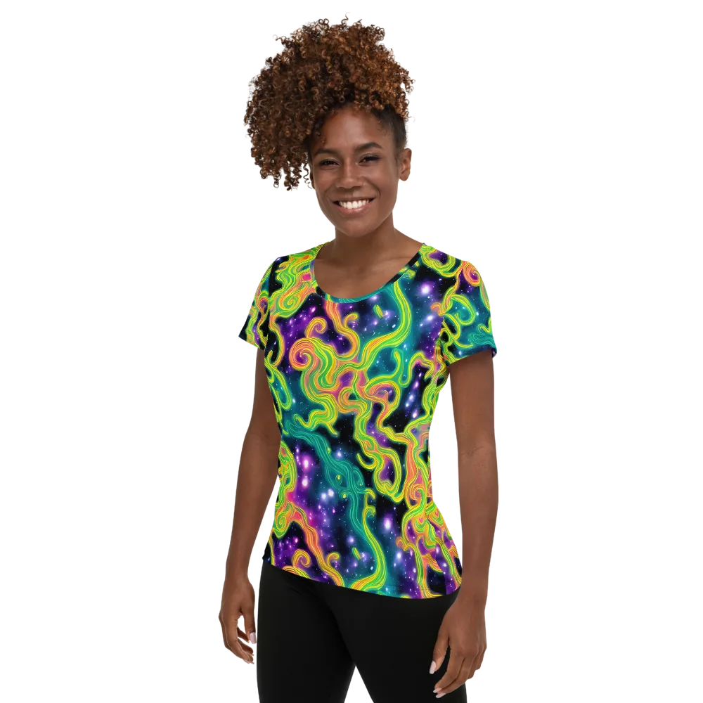 Cosmic Serpentine on Women's Athletic T-Shirt — Left