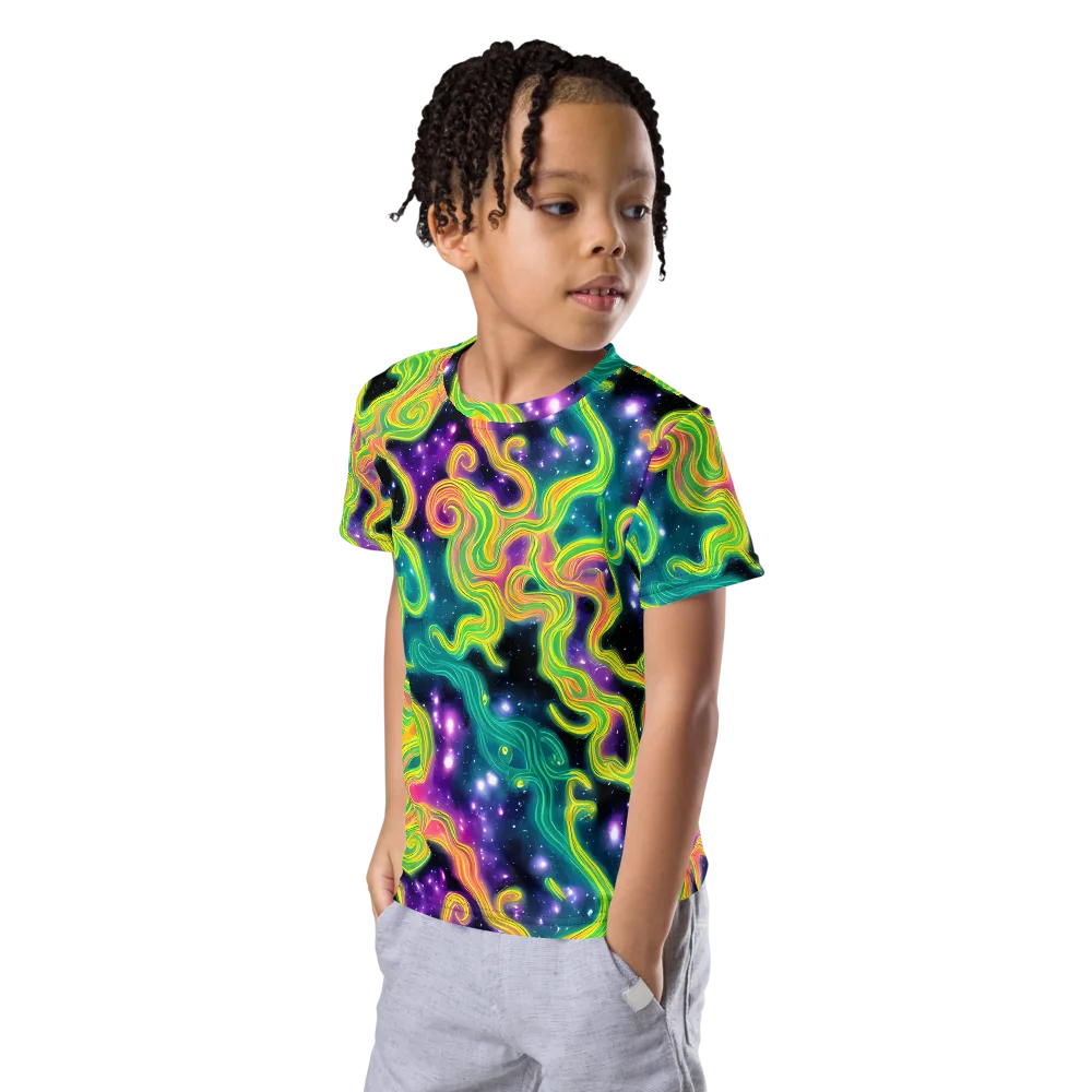 Cosmic Serpentine on Kids Crew Neck T-Shirt — Left Front
