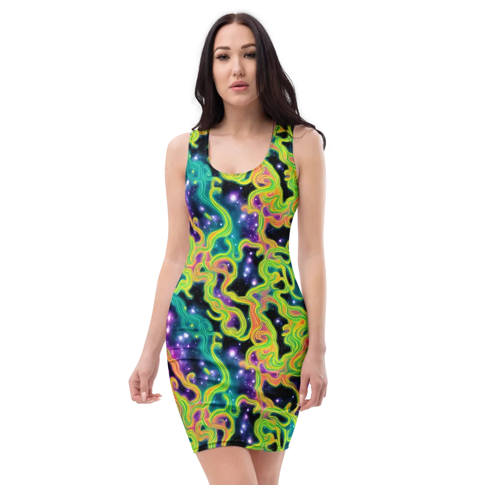 Cosmic Serpentine on Bodycon Dress — Front