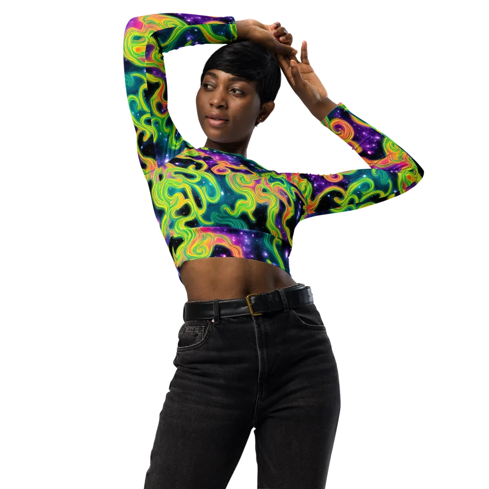 Cosmic Serpentine on Long Sleeve Crop Top — Front