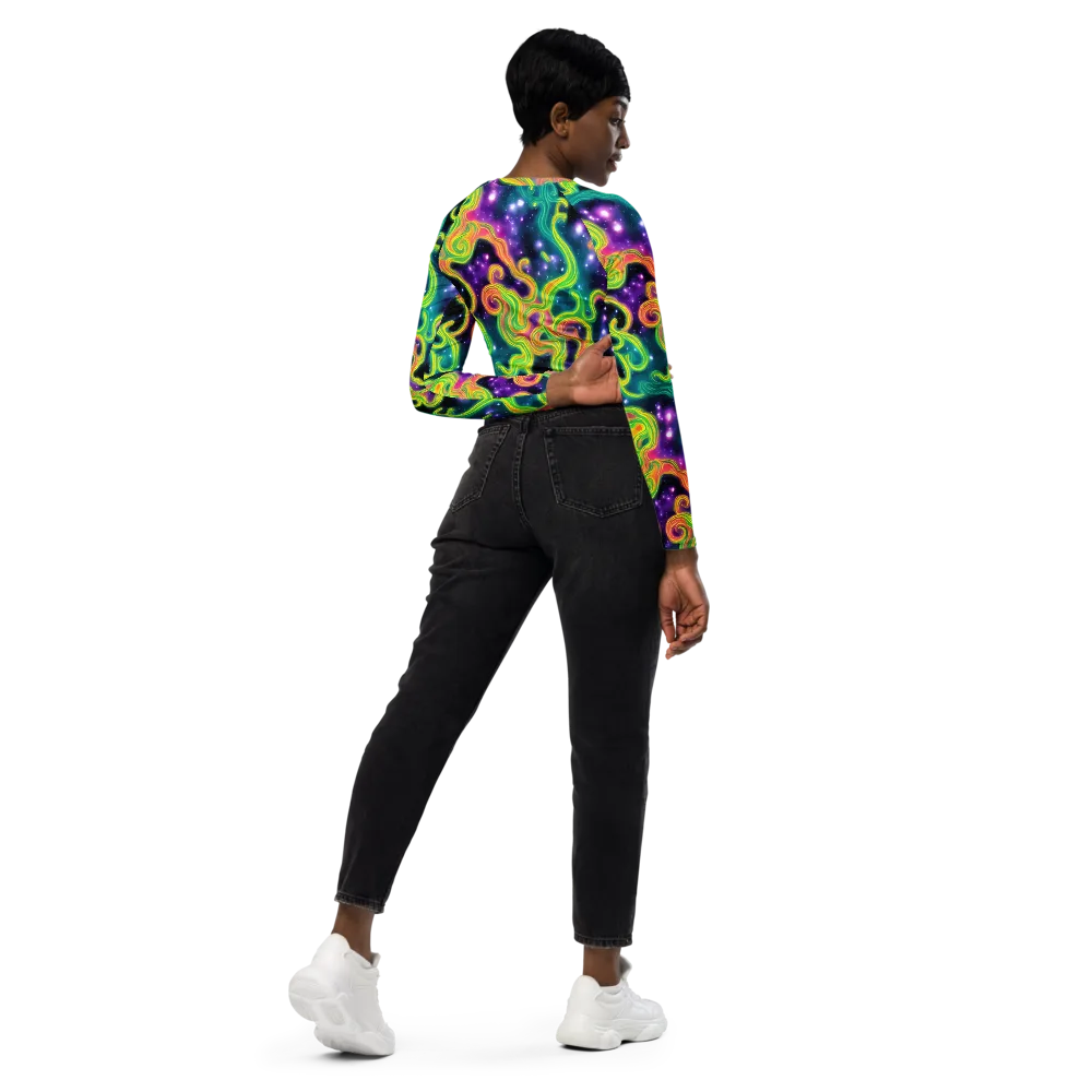 Cosmic Serpentine on Long Sleeve Crop Top — Right Back