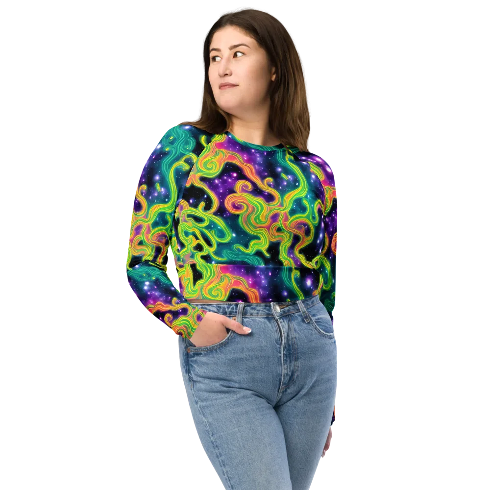 Cosmic Serpentine on Long Sleeve Crop Top — Front